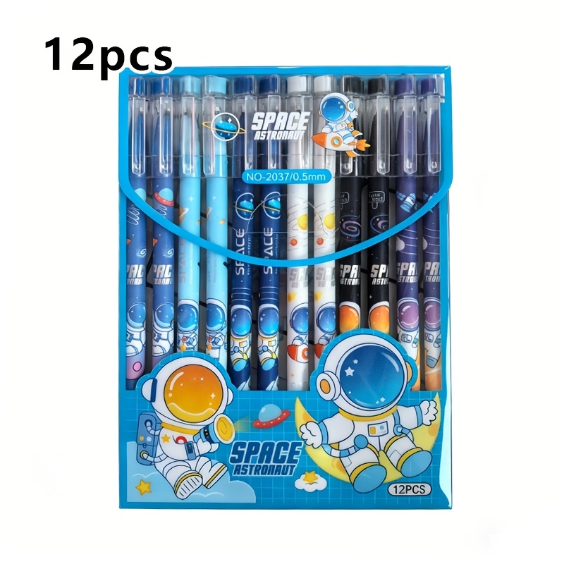 TEMU 6/12 pezzi Astronauta Penna a Punta Fine Scatola Penna Neutral Cancellabile al Calore Cartone Animato Regalo Studenti Cancelleria