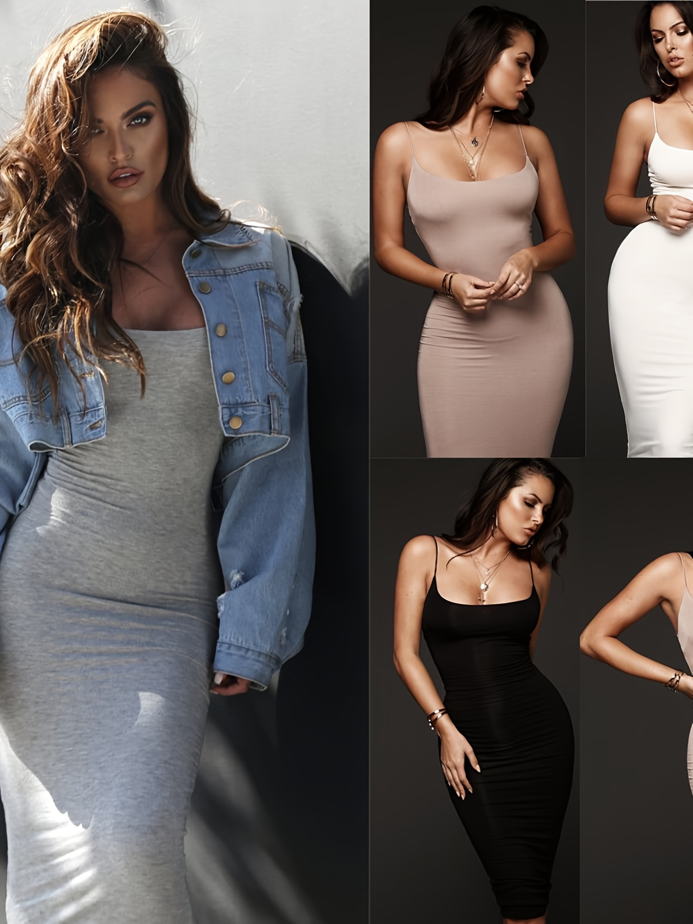 slim fit dress slacks Sherine Ribbed Modal Square Neck Long Sleeve Mini Dress in Grey