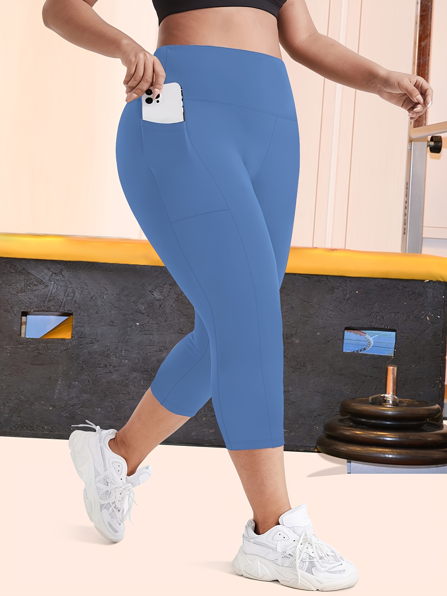 Plus Size High-Waisted Leopard Print Capri Pants with Side Pocket - Stretchy Casual Skinny Jeans for Spring/Summer/Fall, Casual Wear|Leopard Print Pants|Stretchy Fabric
