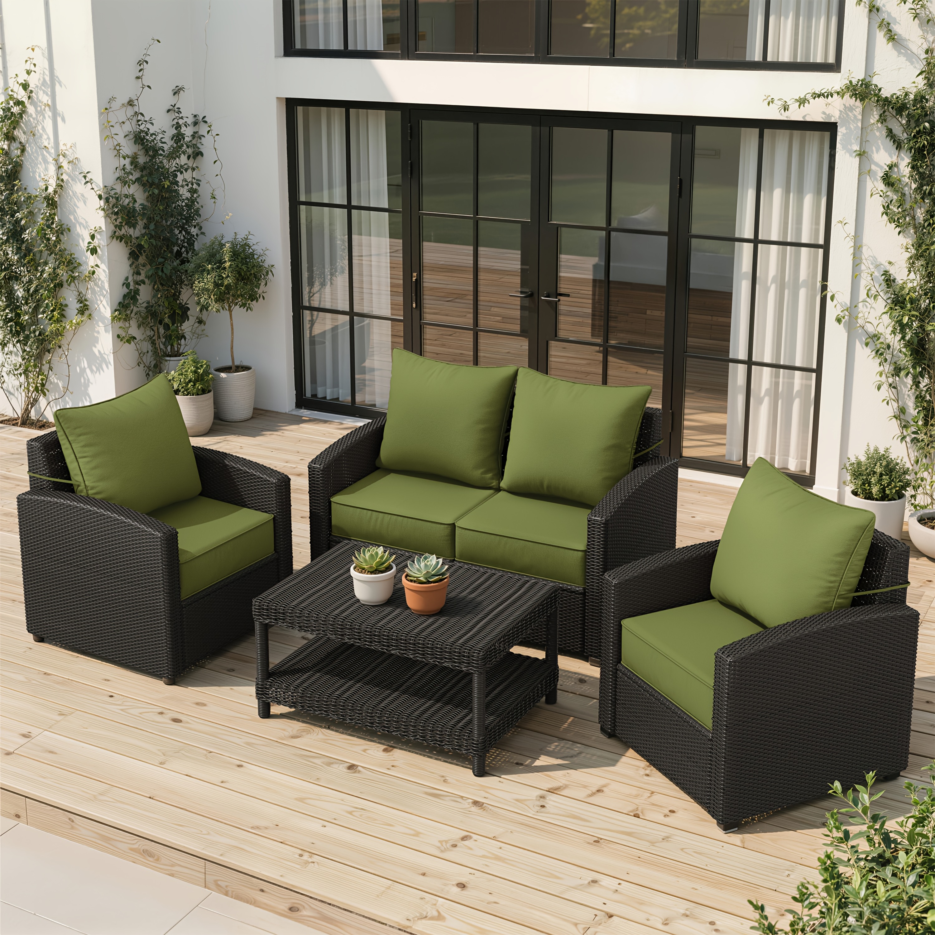 Outdoor Cushion Set of 1pc/2pcs/4pcs/6pcs - Thick 35D High-Density Foam Cushions Measuring 24*24*6.5 Inches, Featuring Quick Rebound, High Durability, And Easy Cleaning, Suitable for Outdoor Furniture Like Sofas And Patio Chairs