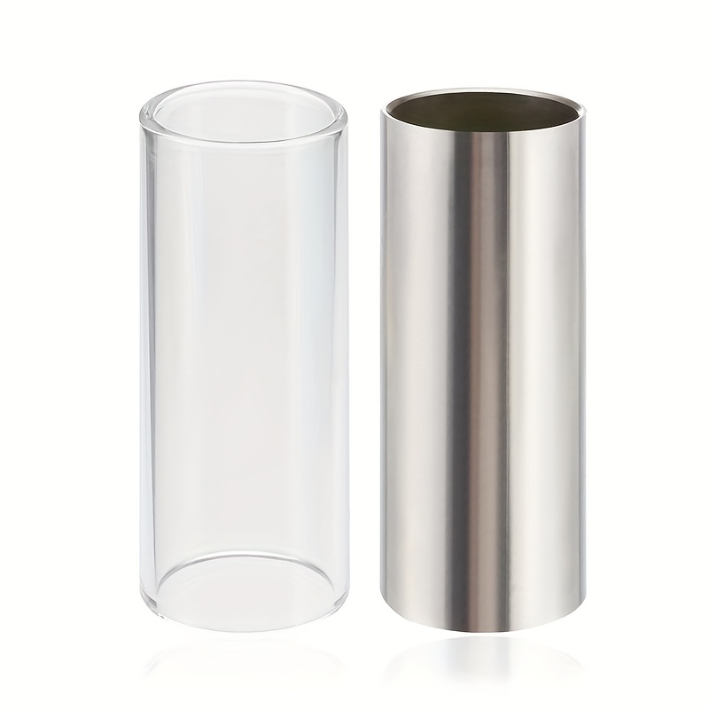 Set Of 2 Slide Tubes, 60mm Each, Including A Glass Slide Bar And Finger Cots For Guitar