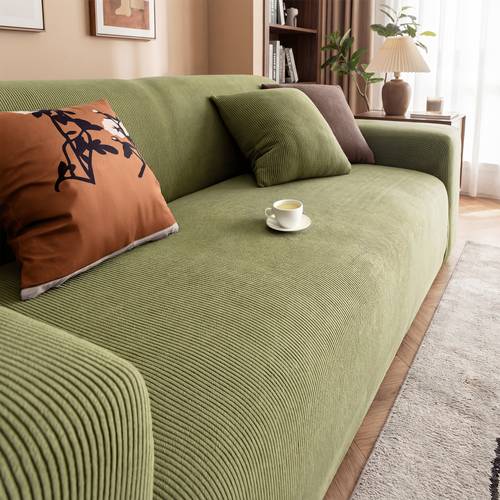 1pc textured stripe elastic thick full cover sofa cover washable non slip scratch resistant stretchable protector fits 1 4 seater couches for living room and office furniture decor durable polyester and