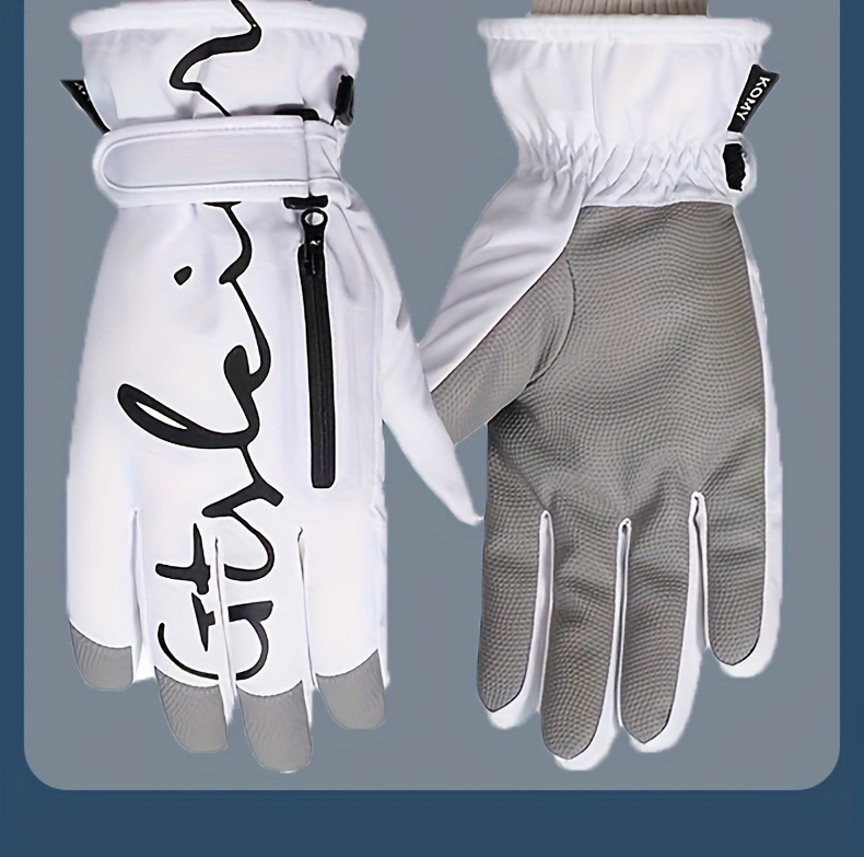 Winter skiing gloves, warm snow gloves, thick and fashionable, suitable for both men and women in outdoor sports, with pockets that are not afraid of rain and snow, easy to clean, high-quality skiing equipment, reinforced stitching