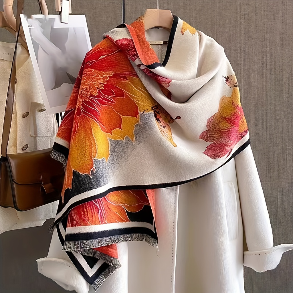 

Cozy Double-sided Floral Print Scarf - , Warm & Shawl For Women | Autumn & Winter