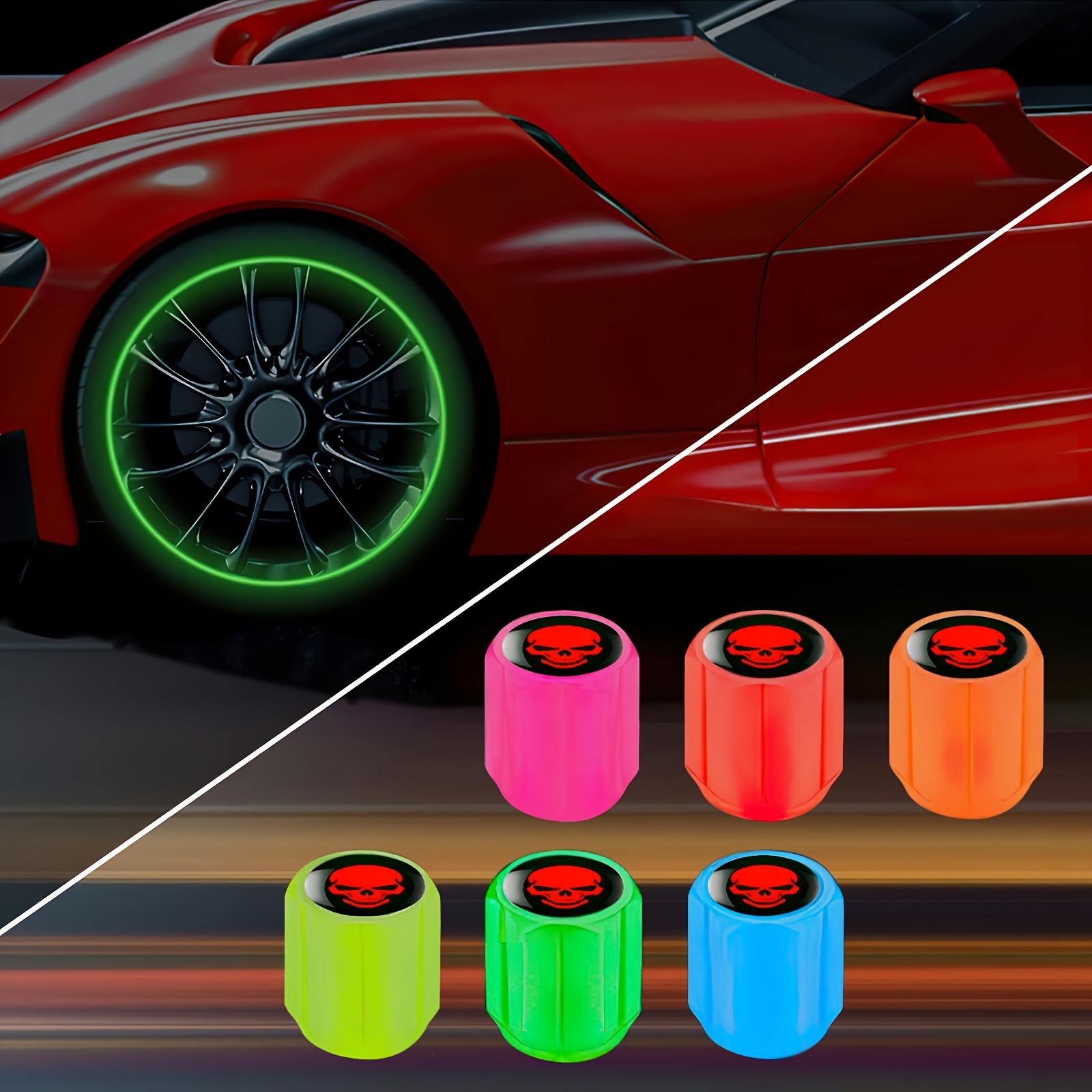 

10-piece Fluorescent Tire Valve Stem Caps - Hexagon Shaped, Corrosion-resistant Wheel Covers For Cars, Motorcycles & Suvs