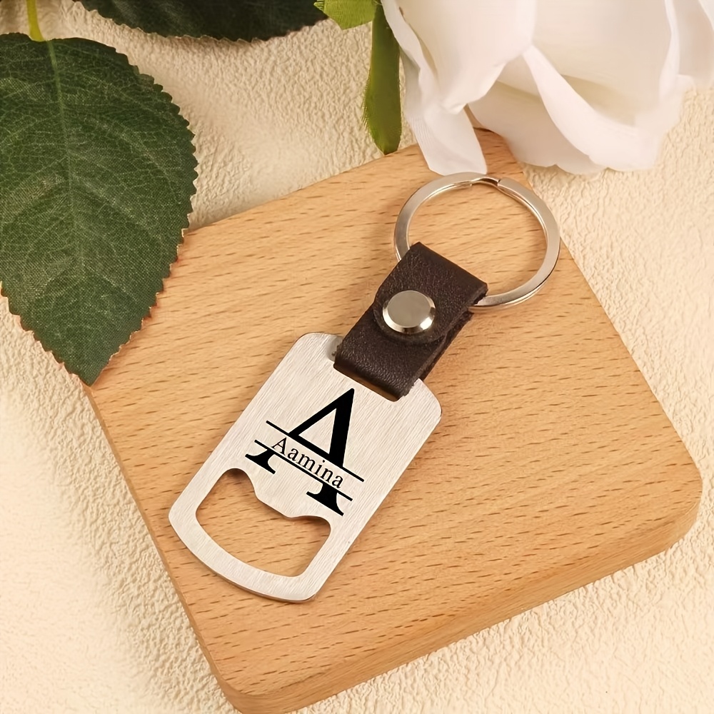 TEMU Llavero abrebotellas de acero inoxidable personalizable con grabadas y personalizado, diseño elegante y práctico, un regalo ideal para o