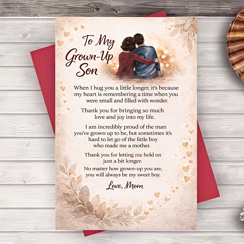 TEMU A Card And An Envelope For My Adult Son, Featuring A Message From Mom For Occasions Like Birthdays, Graduations, Weddings, Or To Love