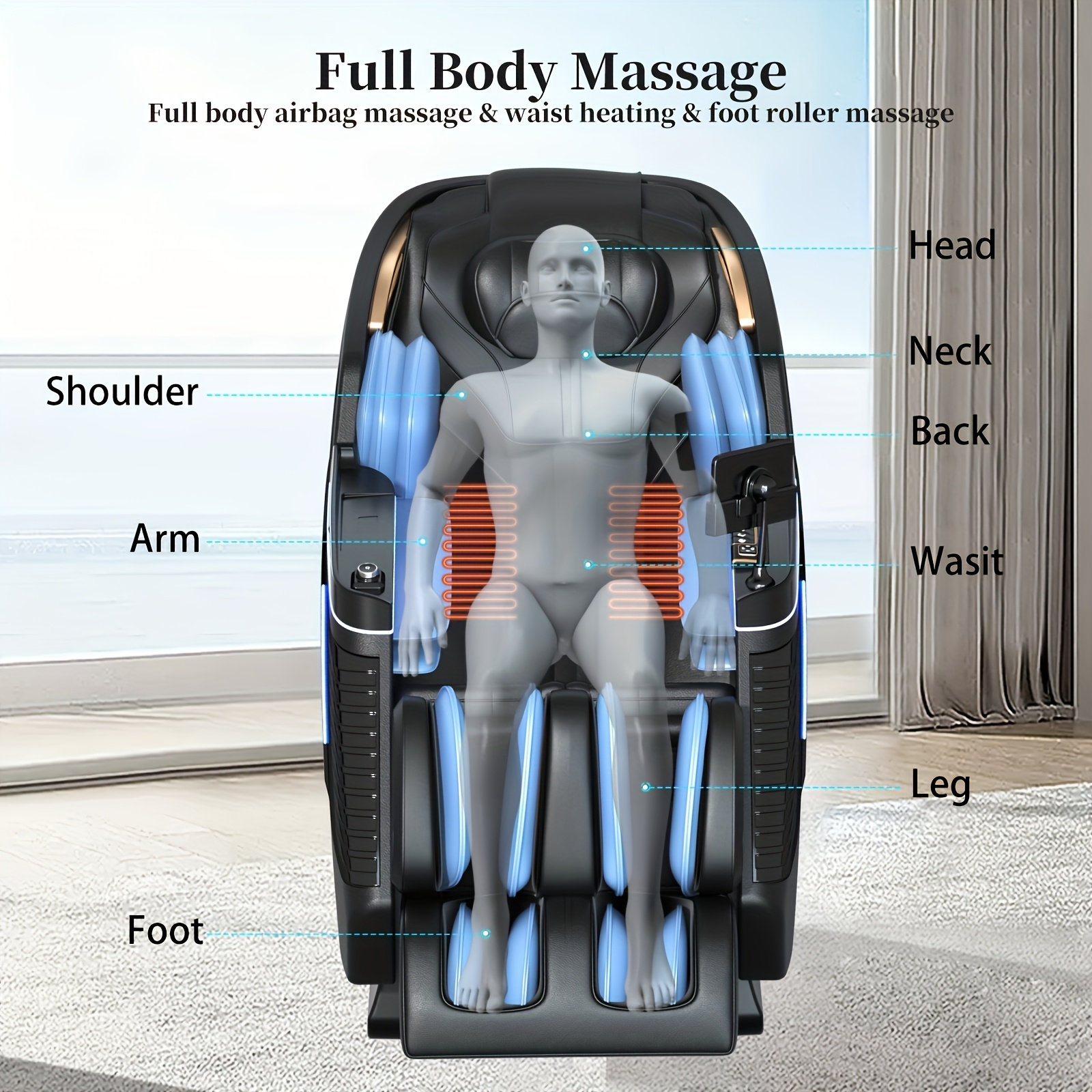 massage chair full body massage chair zero gravity chair portable direct rail kneading massage chair safety     rollers gray color Product details 4