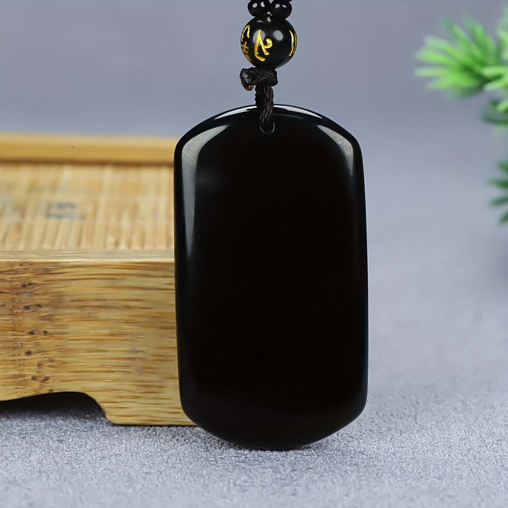 Natural Solid Black Obsidian Pendant Necklace