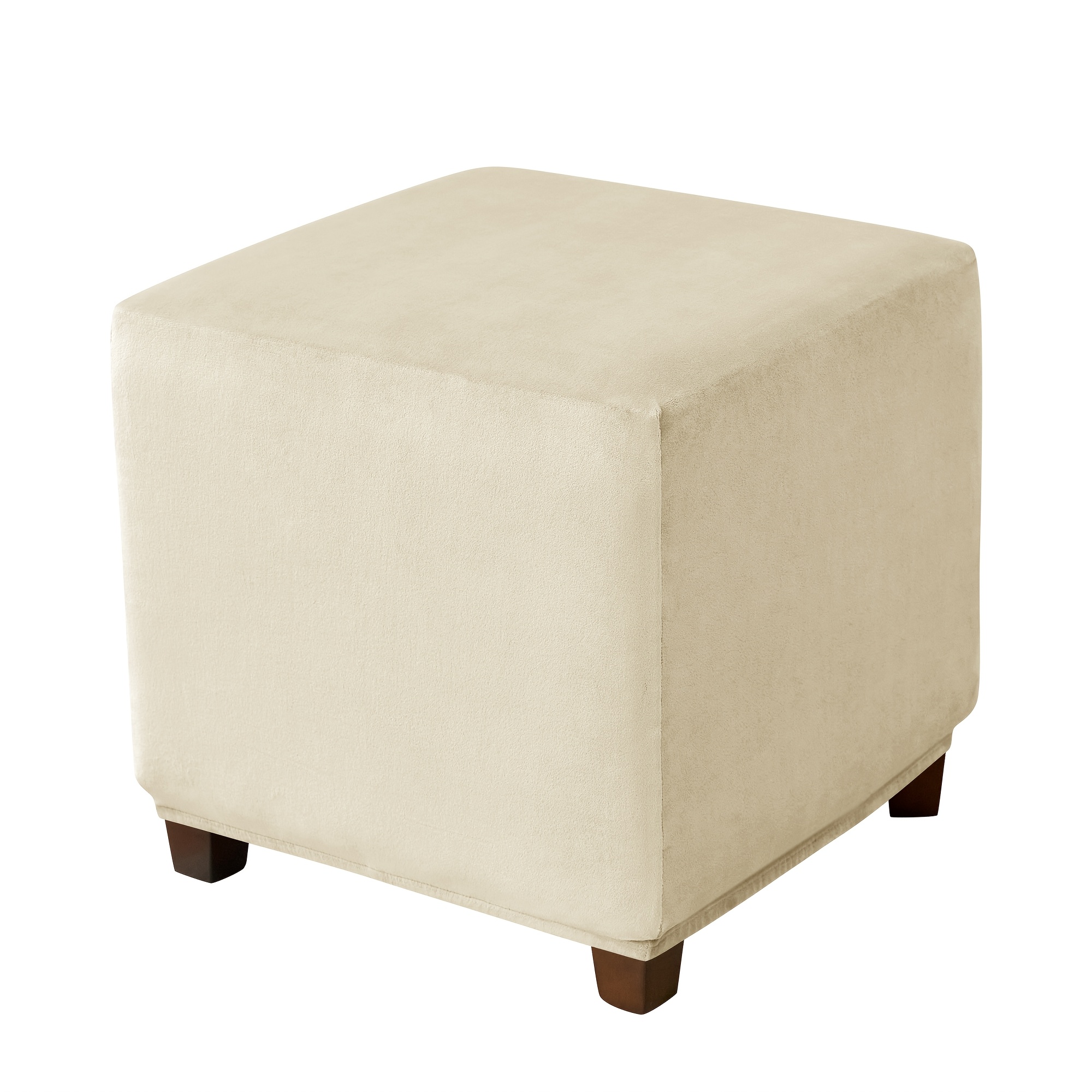 TEMU 1 pièce Housse de -pieds carrée en peluche renard argenté super douce et élastique pour maison et hôtel
