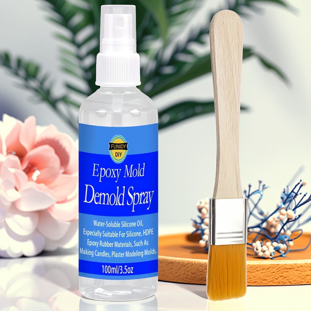 Image of (200ml/100ml) Epoxy Mold Release Spray, - Dries In , Reusable, Suitable For Rubber, Concrete, Candle Molds, Extends Mold Life | Bubble- | Includes Brush