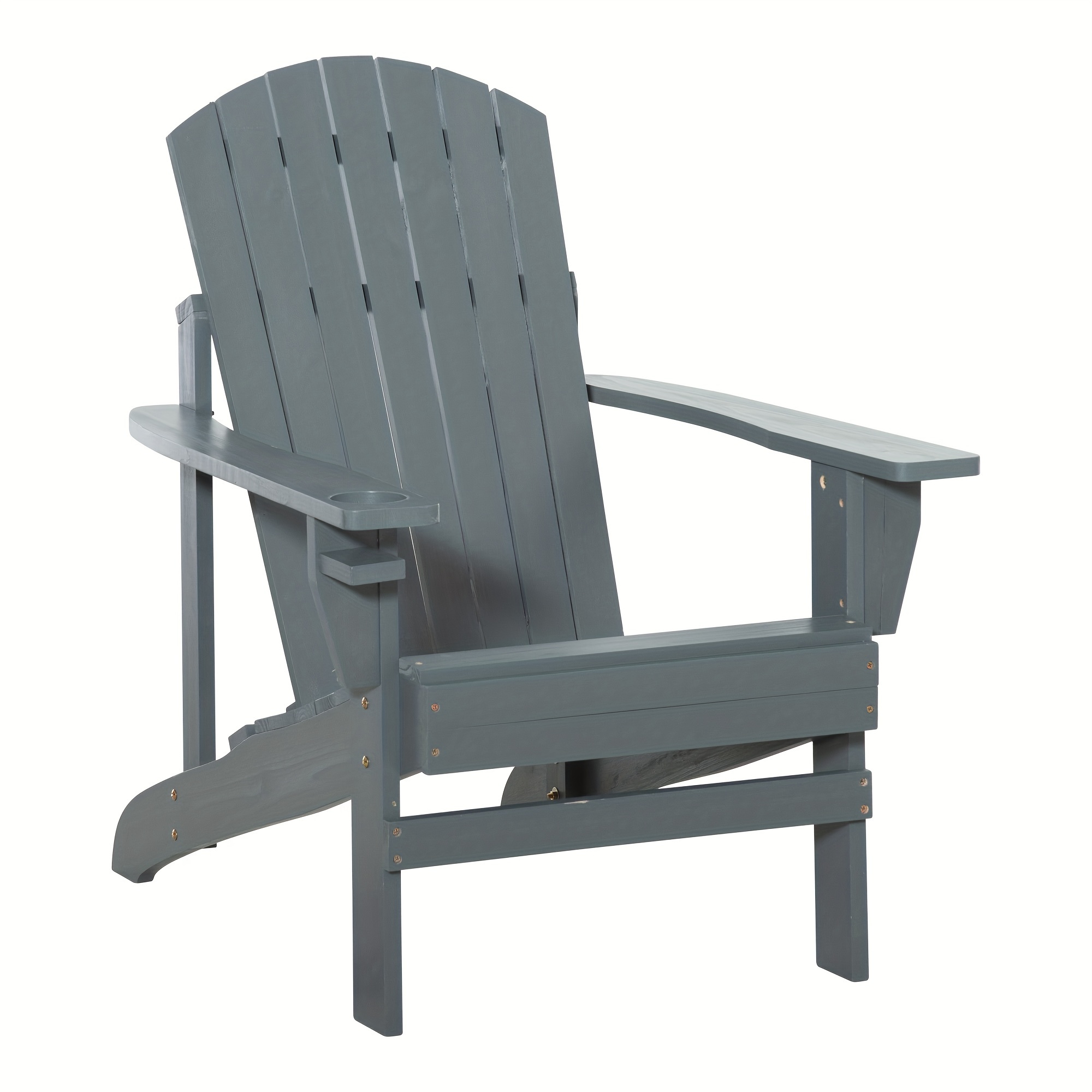 

Outsunny Wooden Adirondack Chair, Outdoor Patio Lawn Chair With Cup Holder, Weather Resistant Lawn Furniture, Classic Lounge For Deck, Garden, Backyard, Fire Pit, Dark Gray