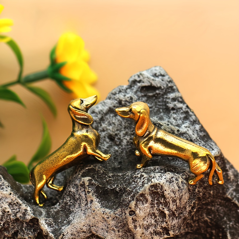 

1pc Vintage Brass Mini Golden Retriever Statue With Desk Decorative Ornament For Pet Lovers - Home Decor