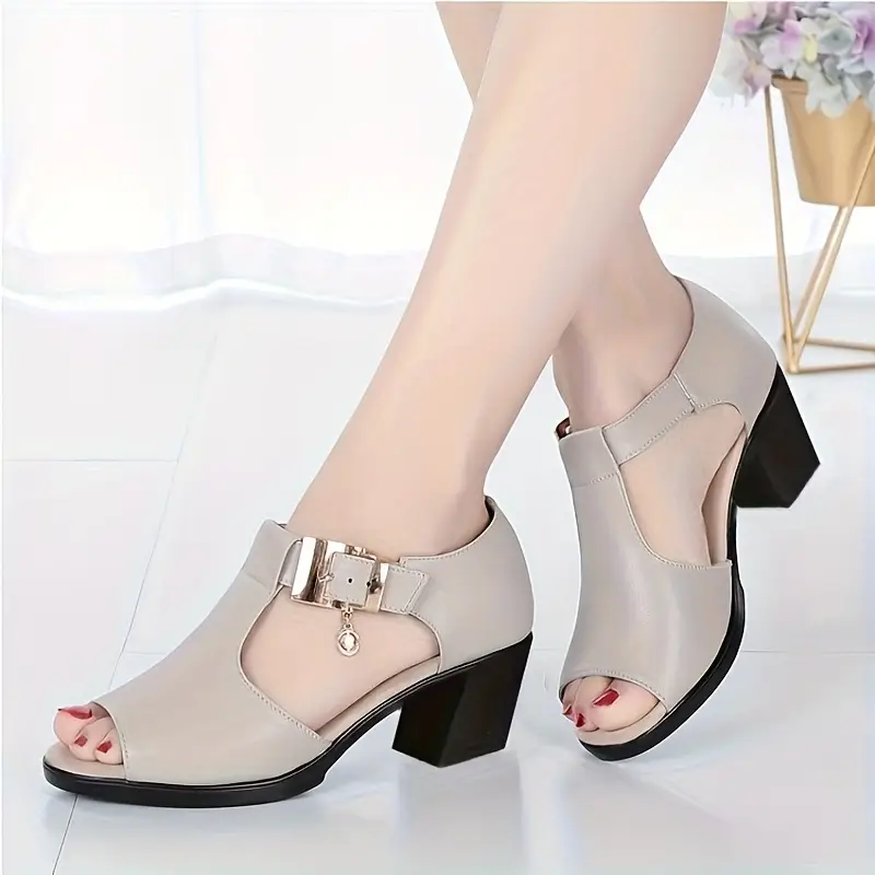 womens toe sandals block heel heel open toe closure solid from man made materials polyurethane with rubber sole for women middle aged mom 7