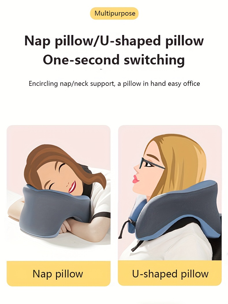 1pc nap sleeping pillow travel pillow camping pillow neck cervical pillow u shaped pillow headrest pillow for airplane car office home neck bolster support pillow face   pillow memory foam core details 9