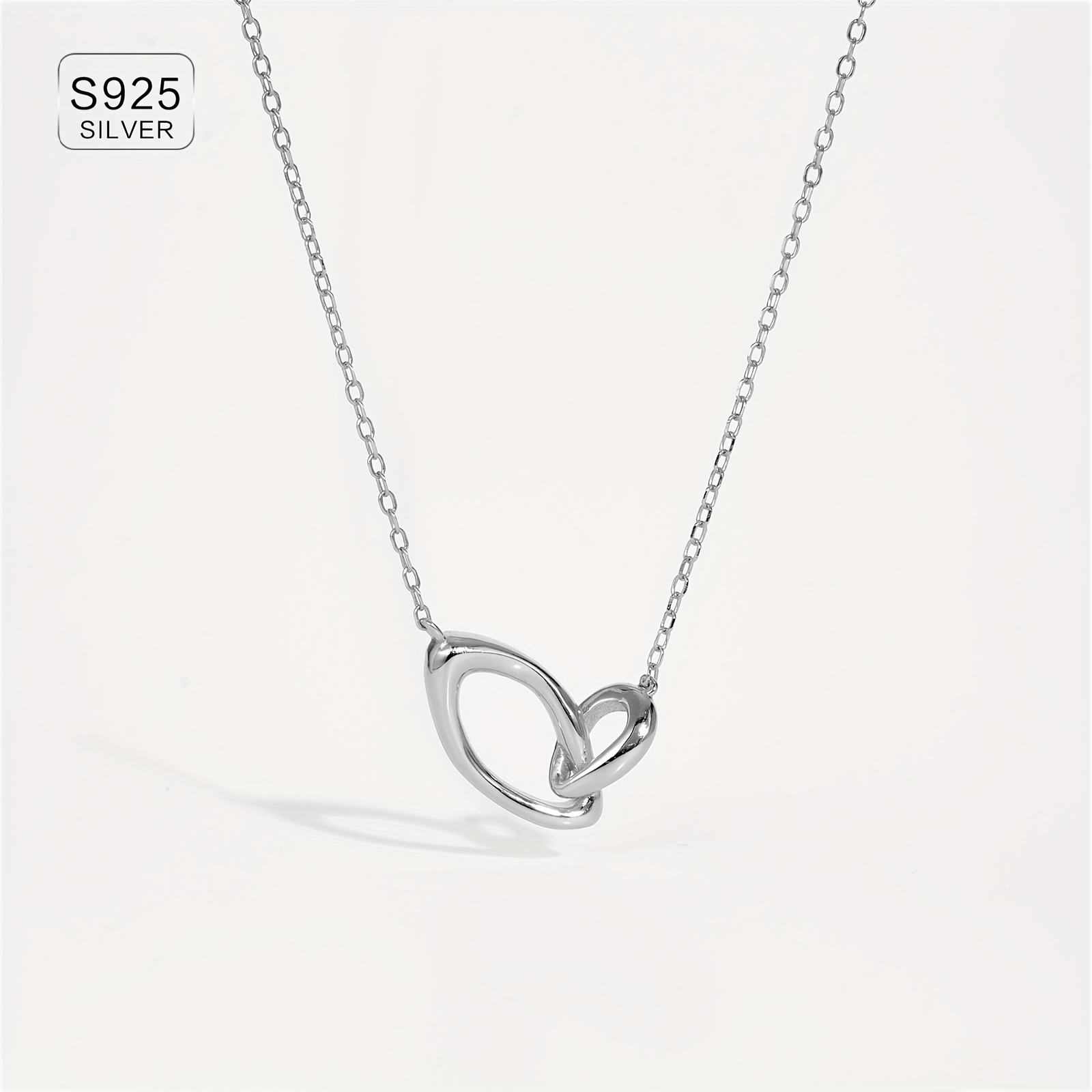 925 Sterling Silver & 18K Gold Plated Interlocking Loop Necklace