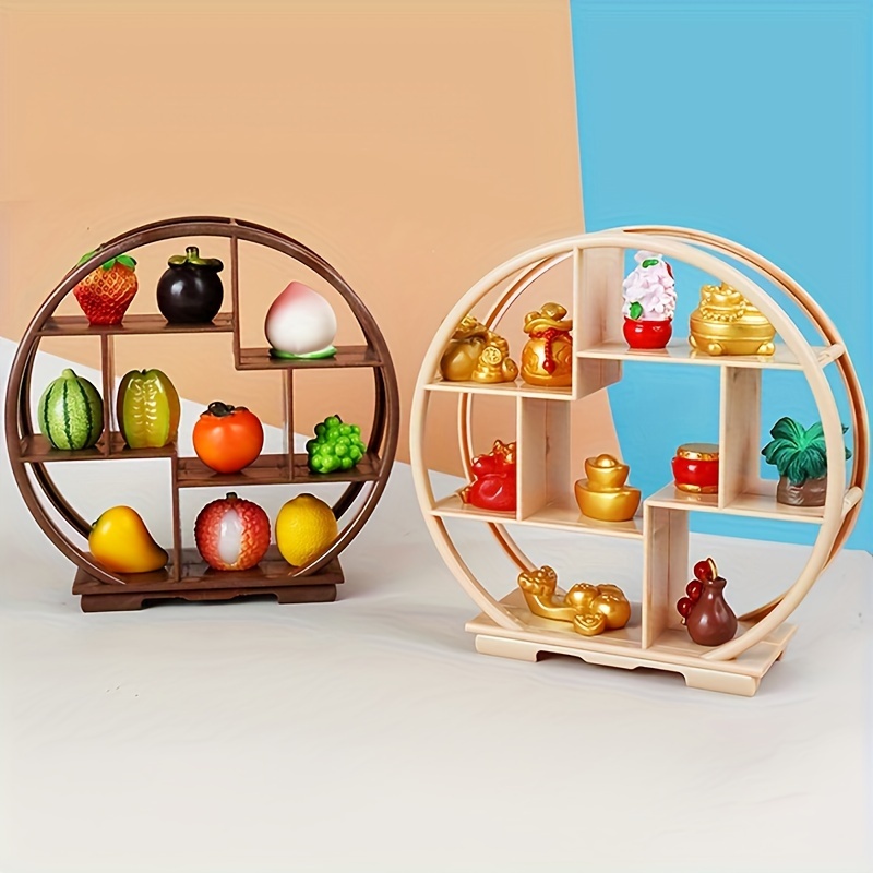 

1pc Chinese Decorative Display - Traditional Architecture , Round Plastic Organizer, , For And Collectible