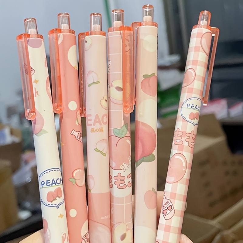 

6-pack Peach-themed Pens, Retractable Pen Set