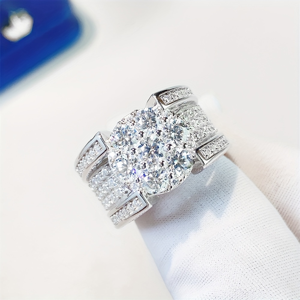 Men's S925 Silver Moissanite Hip Hop Ring Set