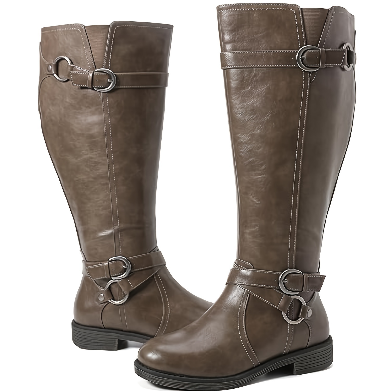 womens plus size extra wide calf knee high boots ridding Temu