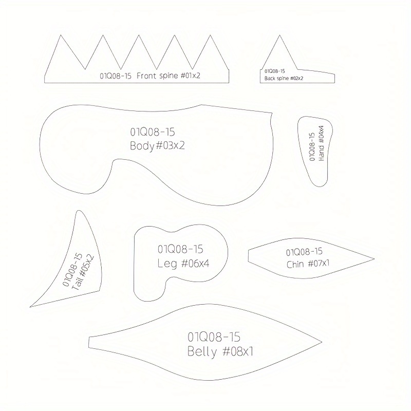8pcs Lovely Dinosaur Making Stencils Quilted Acrylic Templates Diy Sewing Accessories Handmade Decorative Dinosaur Stencil Birthday Holiday Gifts
