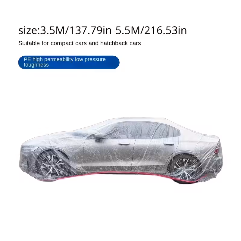 1 pe car full vehicle protection rain and dust disposable with strong tape convenient portable design Product details 0