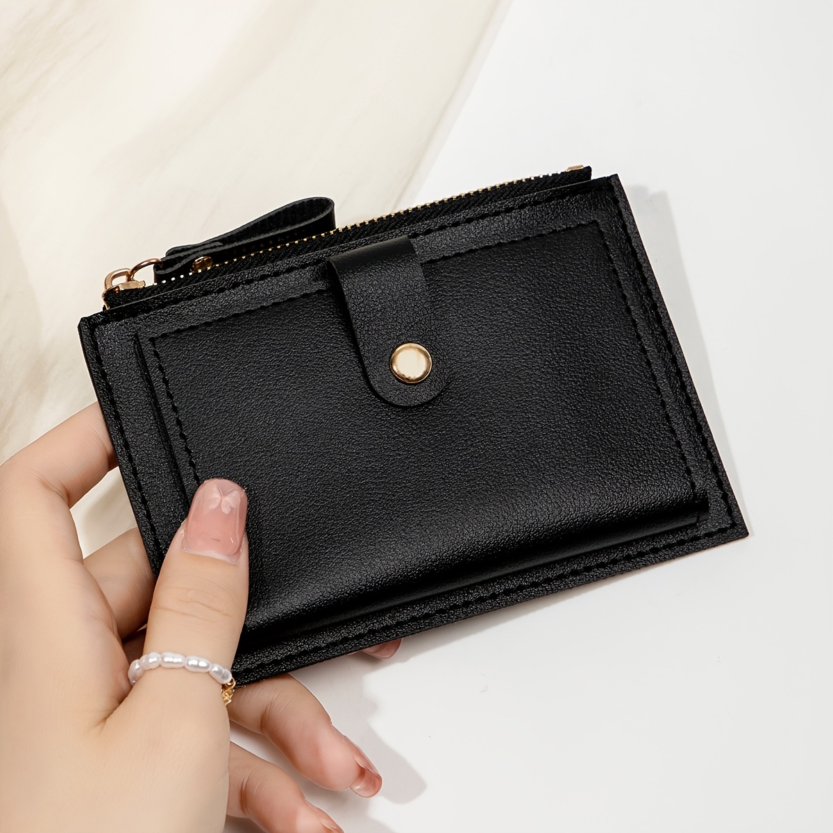 TEMU Portefeuille mini pour femme - Porte-monnaie à fermeture éclair et porte-cartes, rouge, compact pour l'argent et du , portefeuille portable