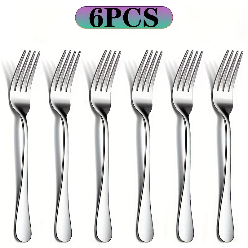 TEMU 6/12/16pcs Stainless Steel Dessert Fork, Salad Fork, Dinner Fork Cutlery Set Suitable For Kitchen, Kitchen, Restaurant, School, Office, Bbq,