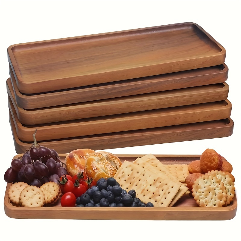 

1pc, Artistic And Yellow Rectangular Acacia Wood Small Tray Easy To Clean Cheese And Appetizer Separator Plate Set Multifunctional Wooden Kitchen For Food Display And Home Decoration