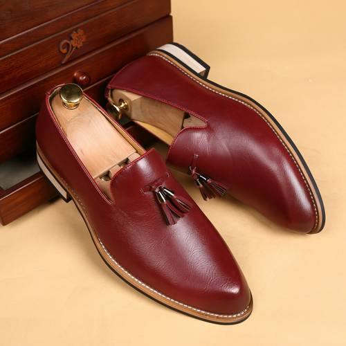 mens versatile slip on loafers with tassels sleek solid for weddings parties