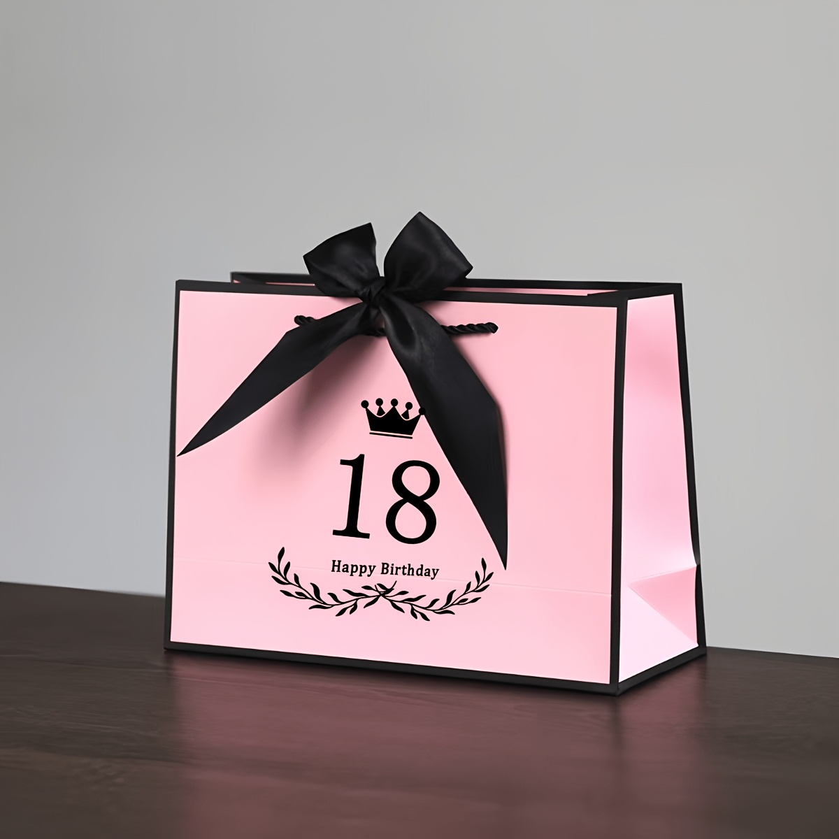 Image of 18th Birthday Gift Bags With Ribbon, Portable Paper Gift Bags With Handles, Pink White Gift Bags For 18th Birthday Decorations 12...3 Inches (. 32.0 X 25 X 11 Cm)