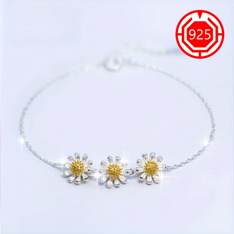 925 Silver Hypoallergenic Daisy Flower Bracelet