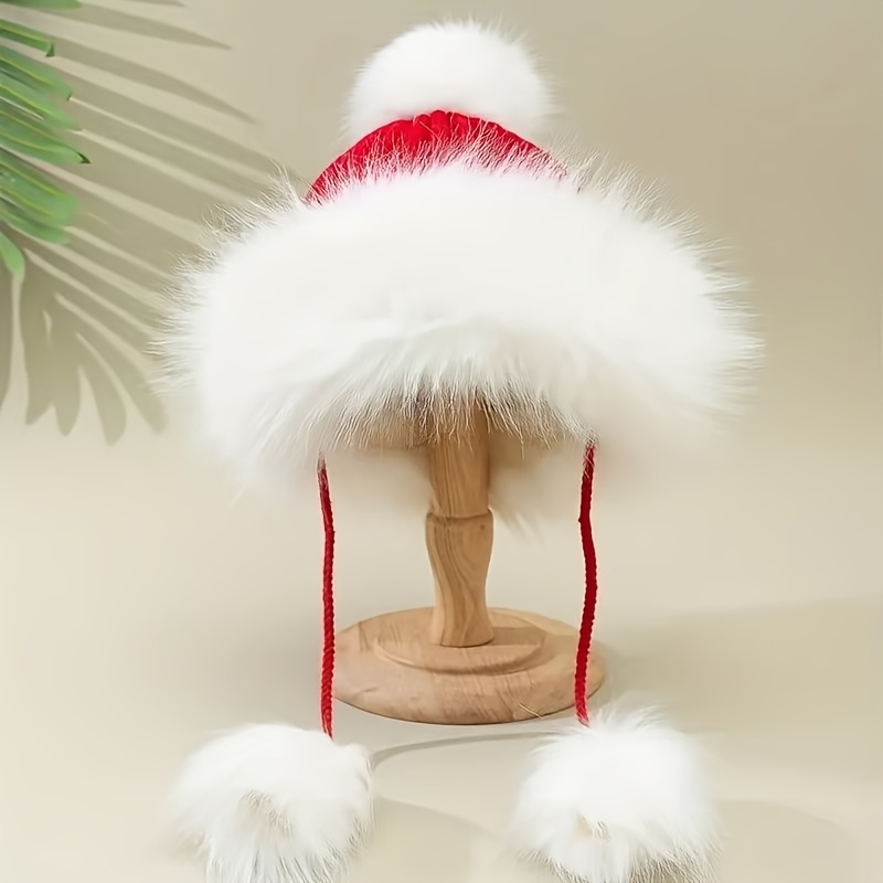 

Fur-lined Ear - Red Christmas & New 's Hat For Women, Cap