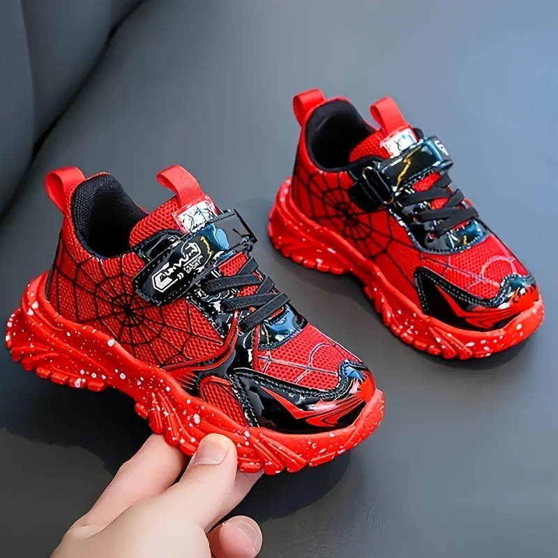 

Casual Cool Spider Net Pattern Low Top Sneakers For Boys, Breathable Lightweight Shock-absorbing Sport Shoes For Running Basketball