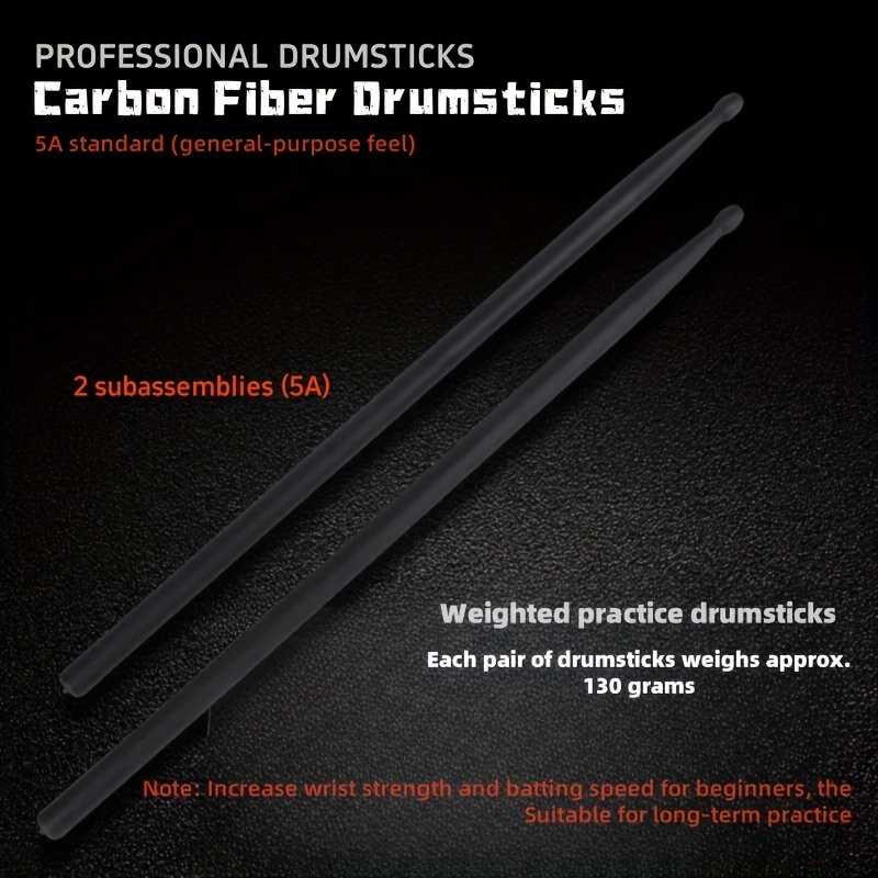 

Of Professional 5a Fiber Drumsticks - Weighted For Play, -material, Ideal For Beginners & Military Bands, With Subassambles For Jazz & Electronic Drums - Non-electric Percussion Accessories