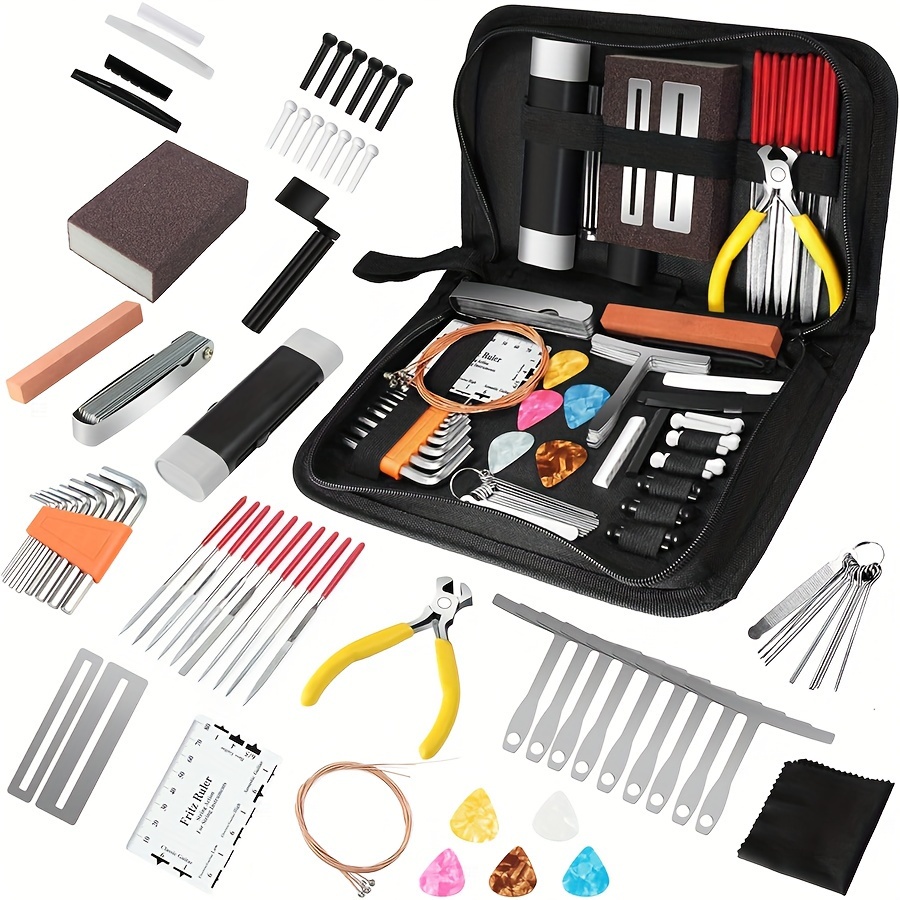 

79pcs Guitar Tool Kit, Guitar Repair Kit, Guitar Accessories Guitar Setup Kit, Luthier Tools Guitar Fret Kit For Ukulele Bass Mandolin Banjo, Guitar Maintenance Kit Guitar Gifts For Musicians