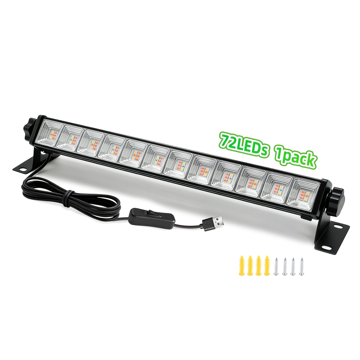 TEMU 1 Pack 72 Leds Plant Grow Light, Usb Powered Bar For Indoor Plants, Succulents, Seedlings, Flowers And Vegetables, Ideal For Home Gardening,