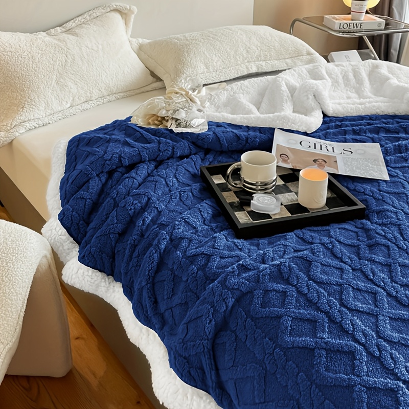 Throw Blanket - Fluffy Soft Cosy Winter Blankets, Thick Warm Throws for Sofa Bed Office Travel Christmas Gift White, Beige, Light Grey, Light Blue, Dark Grey & Dark Blue