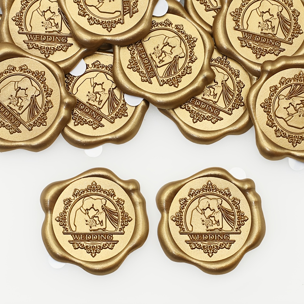 30pcs Wedding Pattern Wax Seal Stickers - Made From - Self-adhesive Stickers Decorating Envelopes, Wedding Invitations, Wedding Seating Charts And Wedding Favours.
