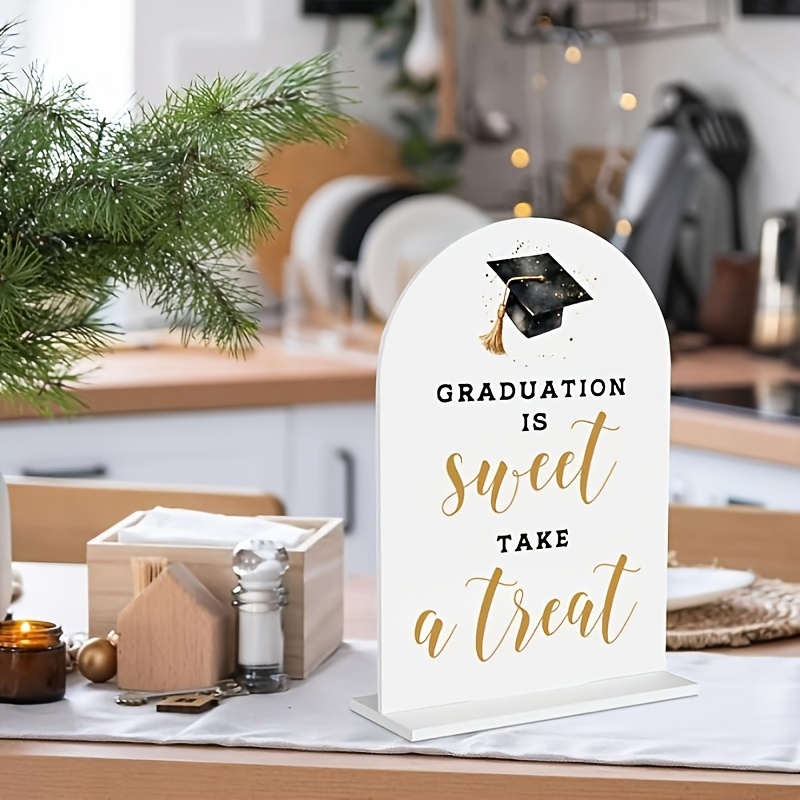 TEMU 2d Flat, 1pc, Graduation Party Decoration Dessert Table Sign, Graduation Celebration Sign, College Graduation, Acrylic Supplies, For Welcome