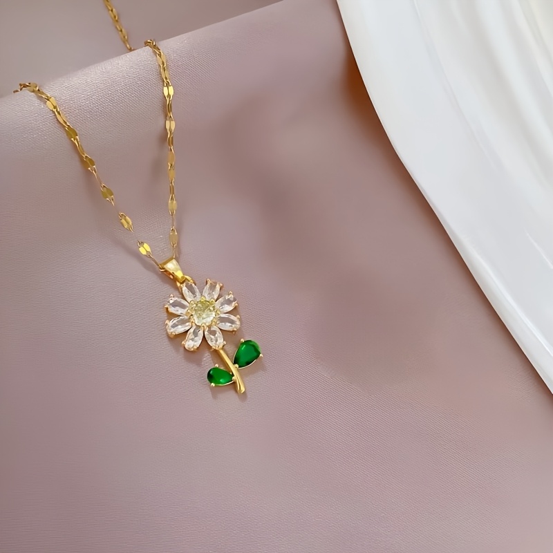 TEMU 1 Collier à pendentif pour femme, Bijou floral , Cadeau d'anniversaire et d'anniversaire de mariage adapté aux tenues quotidiennes, de voyage et