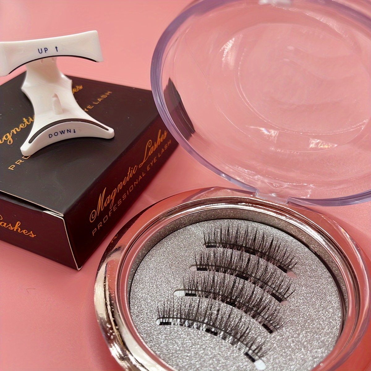 

1 Pair Of Caramel Coffee Dark Brown Ultra-fine And Soft Encrypted And Lengthened Magnetic False Eyelashes Set 24p Simulated Eyelashes Ultra-fine And Soft Dark Brown Deep Eyes