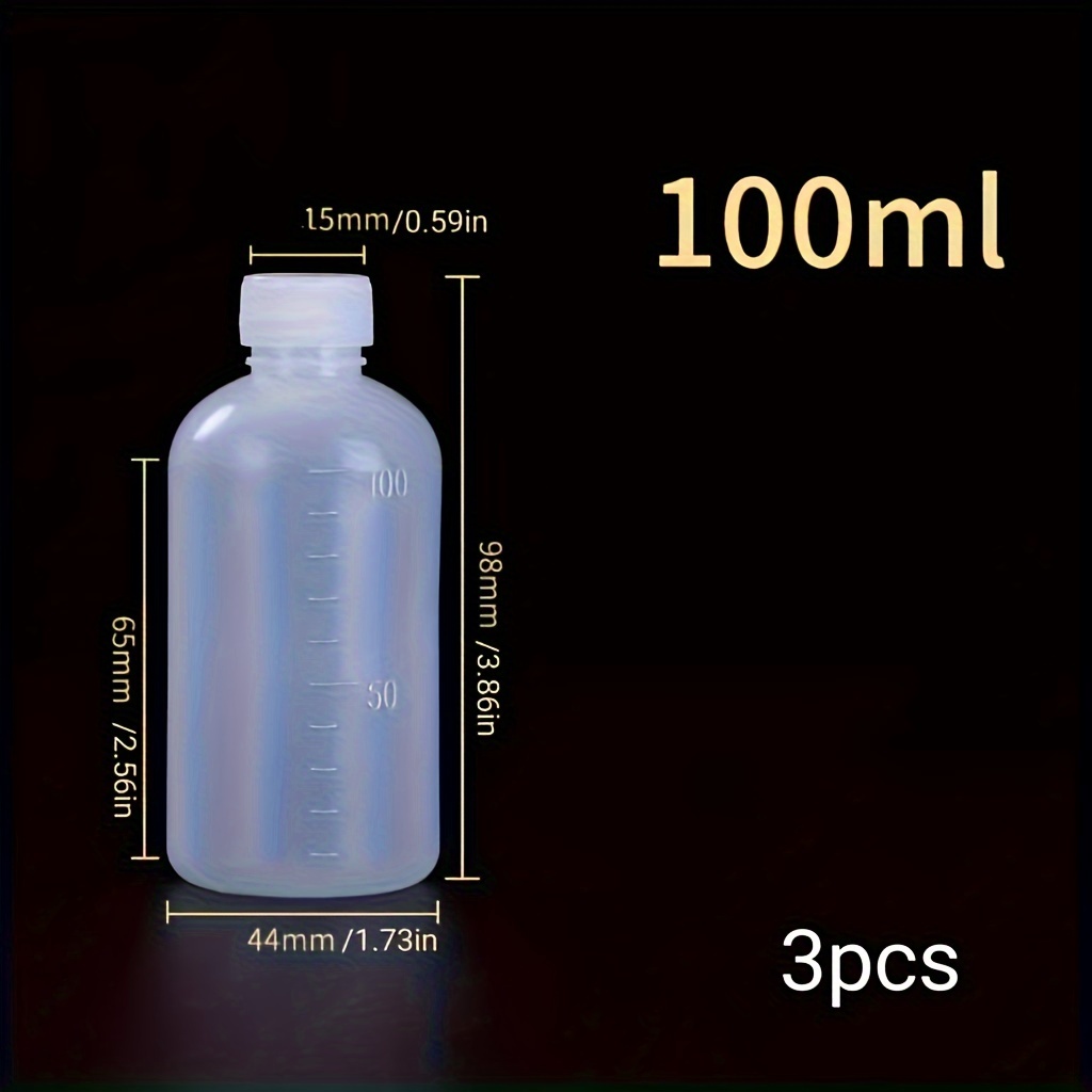 3pcs 3.38/8.45/16.91oz Pe Liquid Dispensing Bottle Translucent Sample Bottle Liquid Bottle Empty Refillable Cosmetic Sample Container
