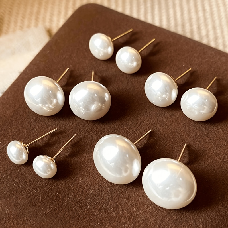 TEMU 5-pair Elegant And Minimalist Everyday Versatile Flat Round Fashion Stud Earrings Set