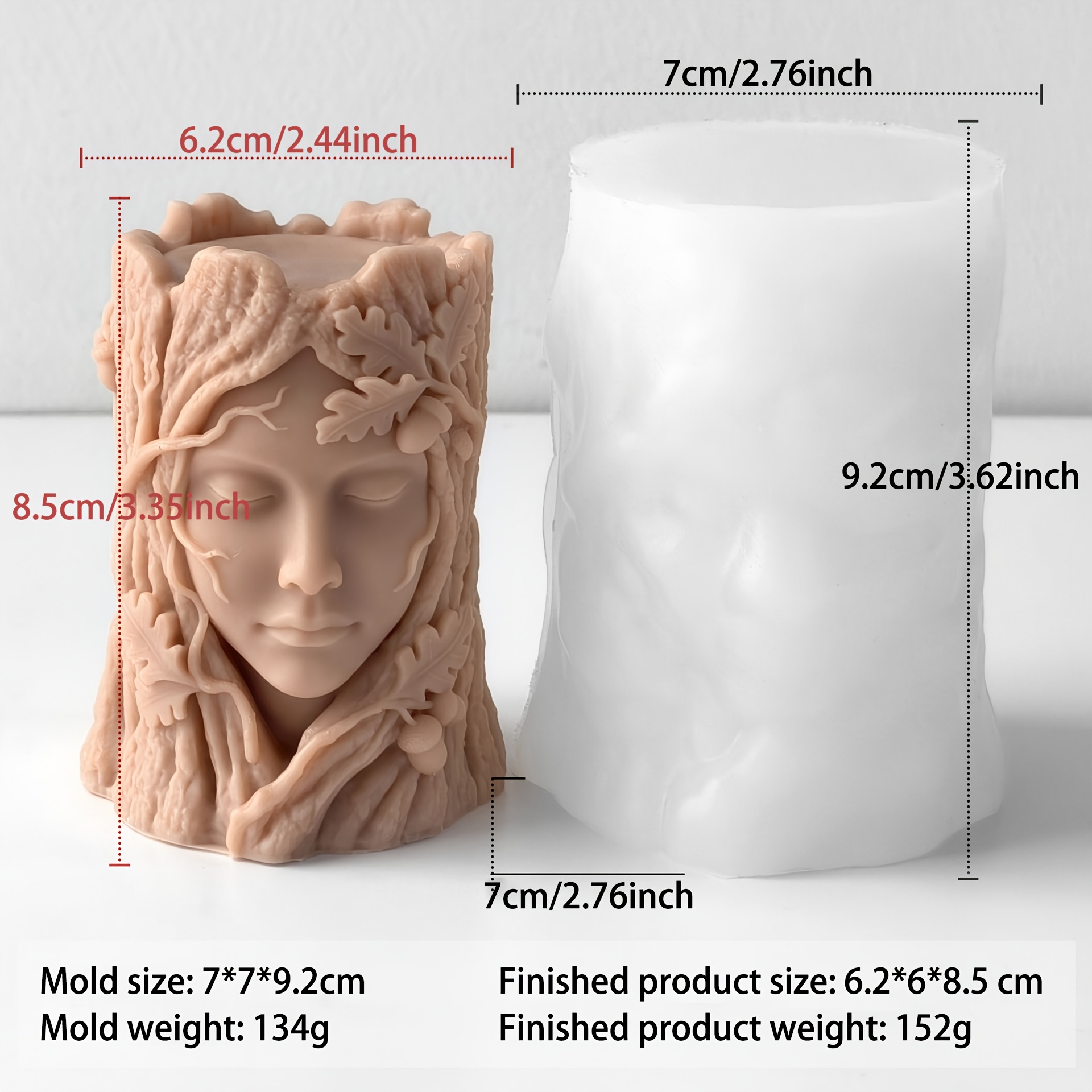 TEMU Moule en silicone pour bougie parfumée arbre et humain, décoration de tronc d'arbre, moule en plâtre décoratif, style forêt naturelle, moule de