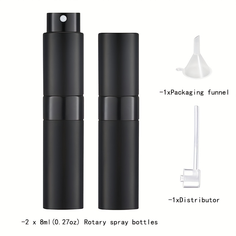 TEMU 2pcs 8ml/0.27oz Travel Perfume Spray Bottle, Aluminum Twist Spray Bottle, Travel Refillable Perfume Bottle, Portable Push Glass Spray Bottle,