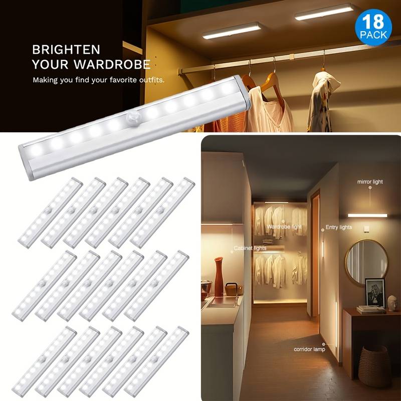 Battery-Powered Motion Sensor LED Light – Wireless For Closet, Cabinet, Kitchen, 12-Inch