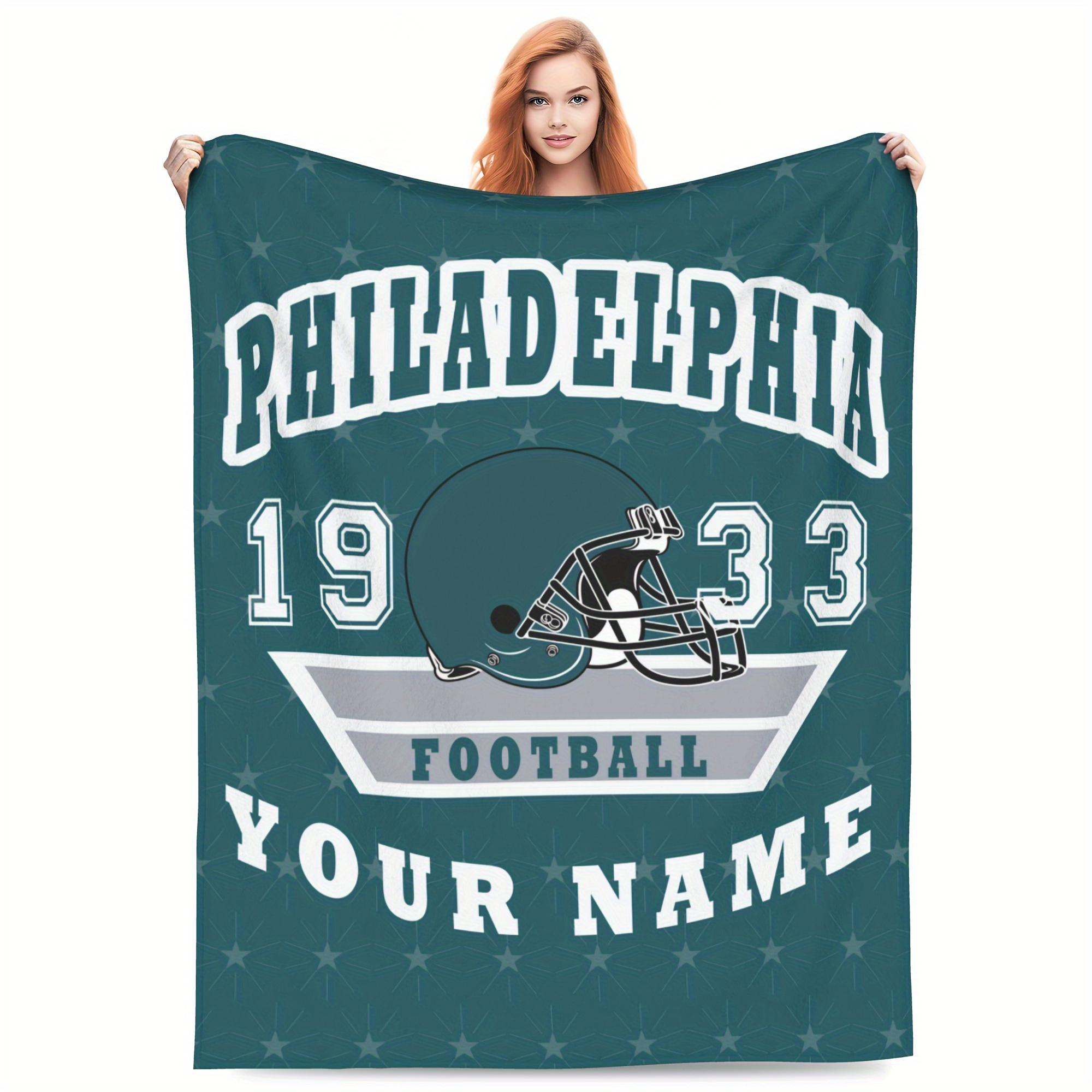 

A Philadelphia Custom Football Blanket - Personalized Name Toss For Beds, Sofas, Light, Soft And Warm Flannel Blankets, For Sports Fans, Sports Fan Decoration