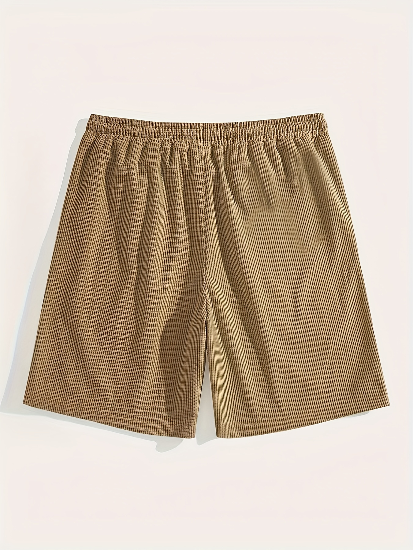 Men'S Casual Corduroy Shorts - Summer Beach Style, Light Brown, Drawstring Waist, Loose Fit, Lightweight & Breathable for Casual Attire, Beach Shorts