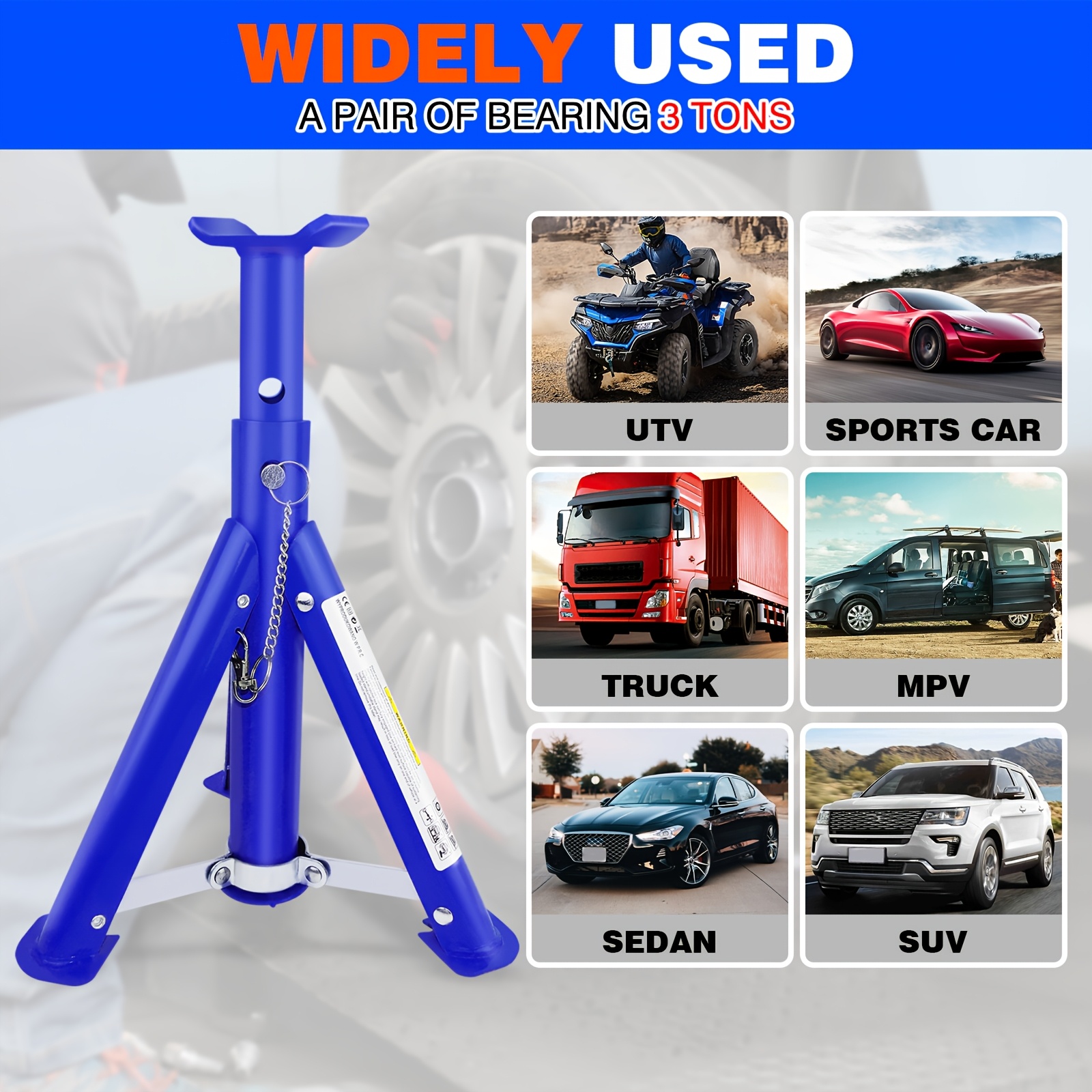 2x 3-Ton Heavy Duty Car Jack Stand Repair Tool